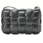 BOTTEGA VENETA Bottega Intrecciato Lambskin Padded Cassette Shoulder Bag Black Silver-Tone Hardware,