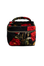 Johnny Was Rosana Makeup Bag Floral Velvet Red Flower Cosmetic Handbag Black NEW