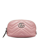 Gucci Marmont GG Pink Matelasse Pouch Clutch Leather Bag Handbag Purse New