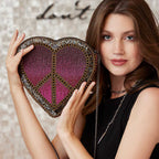 Mary Frances Love In Crossbody Heart Bag Zip Handbag Pink Gold Silver Purse NEW