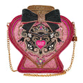 Mary Frances Love Potion Perfume Bottle Beaded Handbag Pink Black Bag Purse NEW