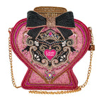 Mary Frances Love Potion Perfume Bottle Beaded Handbag Pink Black Bag Purse NEW