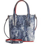 Christian Louboutin Calfskin Cabata Punk Mini Leather Tote Blue Bag Handbag NEW