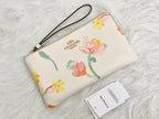 Coach Large Corner Zip Wristlet Dreamy Land Floral Handbag White Pink Bag NEW
