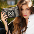 Mary Frances Picture That Beaded Crossbody Bag Silver Black Handbag Camera Purse NEW