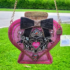 Mary Frances Love Potion Perfume Bottle Beaded Handbag Pink Black Bag Purse NEW