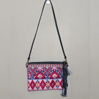 Johnny Was Laurell Fringe Floral Embroidery Bag Zip Handbag Black Pink Purse NEW