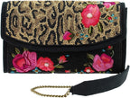 Mary Frances Flowers Gone Wild Animal Beaded Handbag Floral Special Bag Black Red Purse NEW