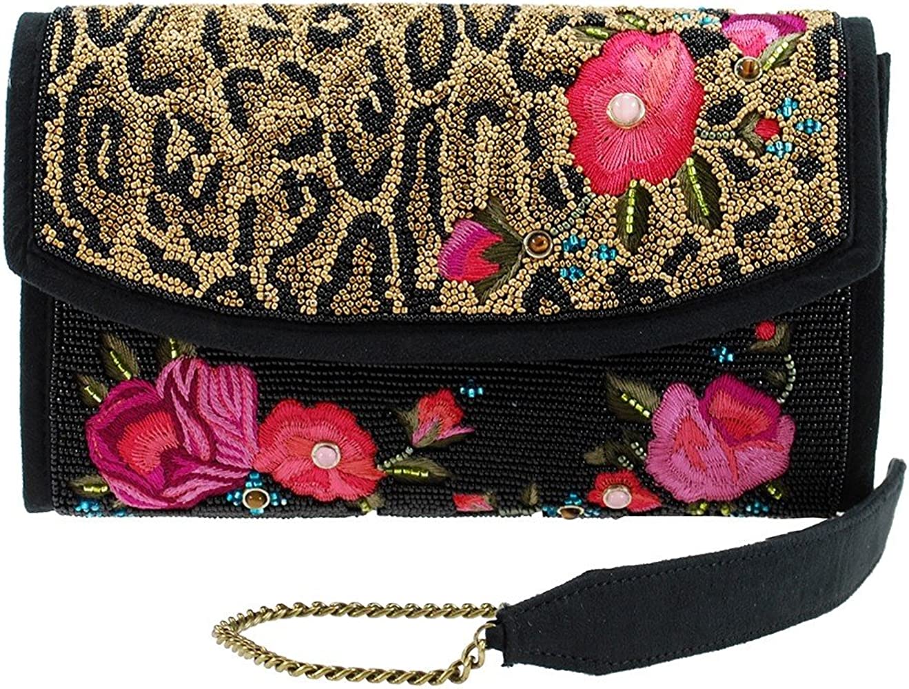 Mary Frances Flowers Gone Wild Animal Beaded Handbag Floral Special Bag Black Red Purse NEW
