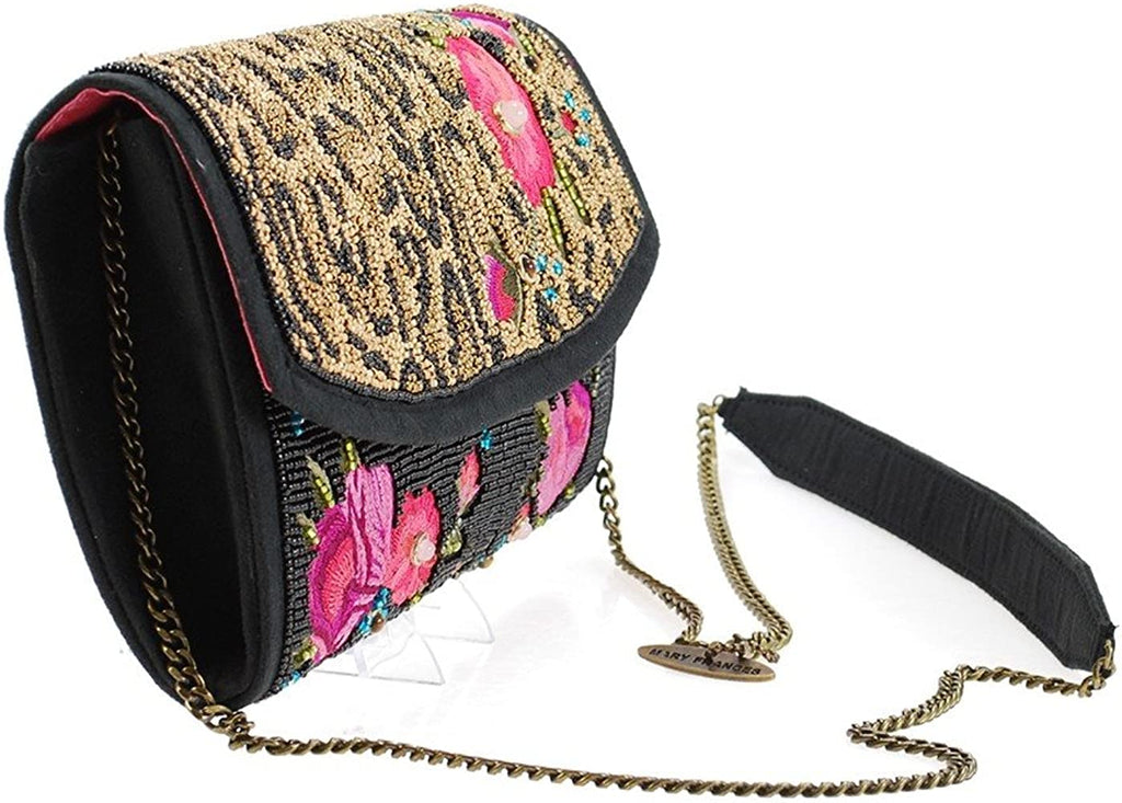 Mary Frances Flowers Gone Wild Animal Beaded Handbag Floral Special Bag Black Red Purse NEW