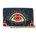 Mary Frances Mystic Crossbody Clutch Bag Beaded Floral Handbag Red Navy Blue New