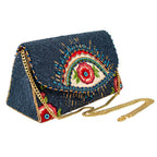Mary Frances Mystic Crossbody Clutch Bag Beaded Floral Handbag Red Navy Blue New