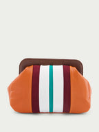PaulaStriped Leather Clutch at Fashion Clinic
