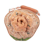 Mary Frances Pink Petals Evening Bag Beaded Floral Peach Crossbody Handbag New