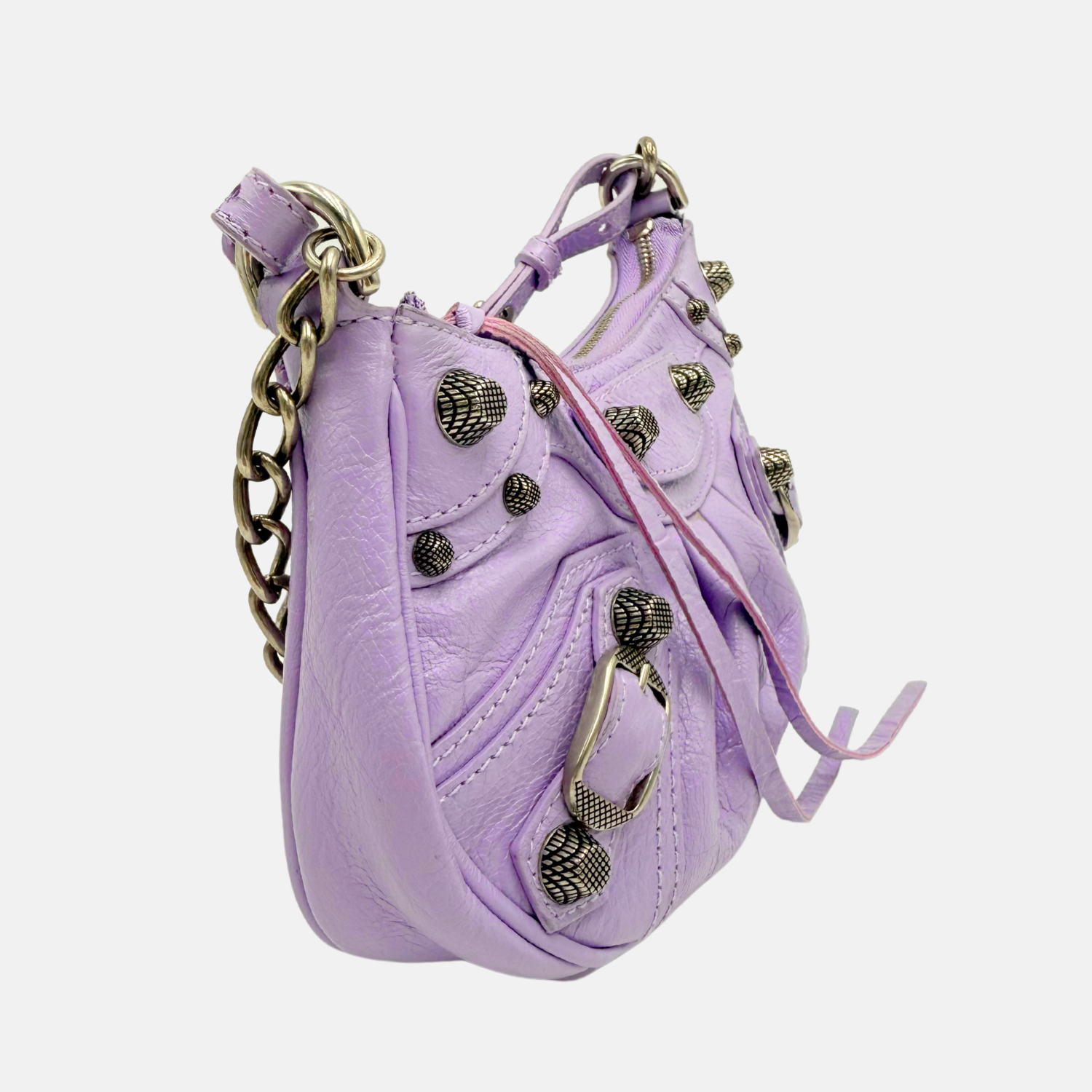 Agneau Arena Le Cagole Mini Purse With Chain Lilac