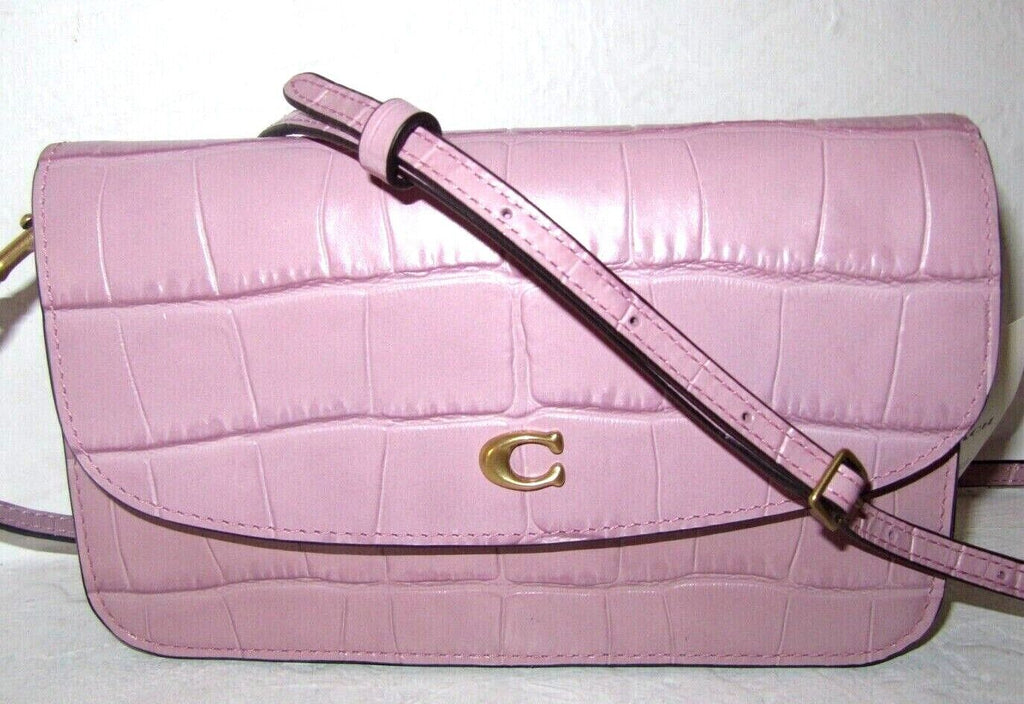 Coach Embossed Croc Hayden Crossbody Leather Handbag Bag Ice Purple Purse NEW