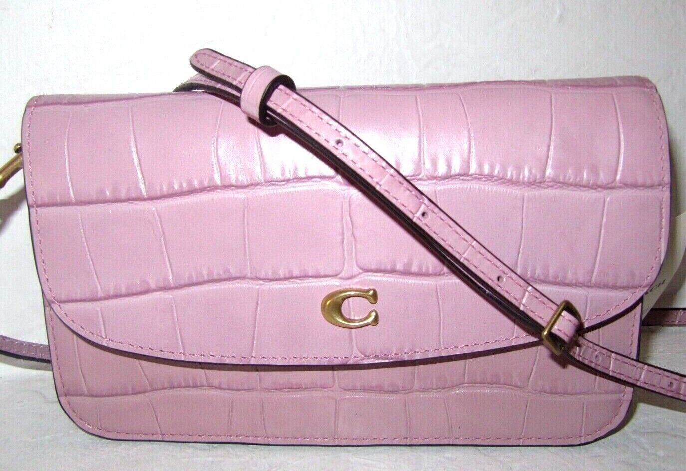 Coach Embossed Croc Hayden Crossbody Leather Handbag Bag Ice Purple Purse NEW