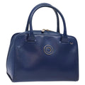 Celine Circle Logo Handbag Leather Blue Leather Bag (Authentic Pre-Loved)