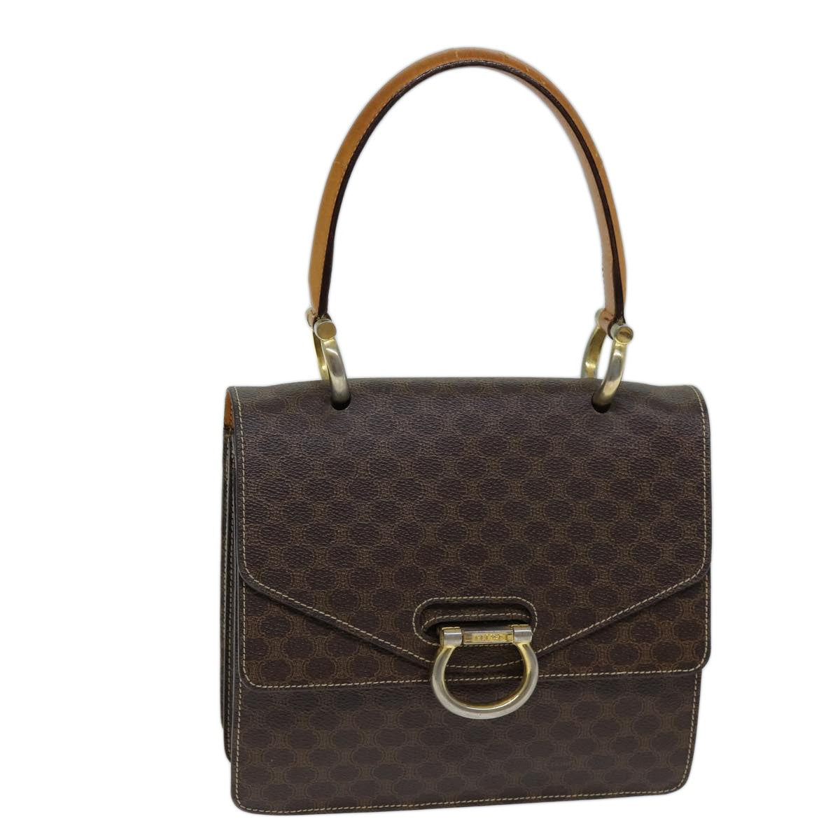 Celine Macadam Handbag Macadam With Leather Brown Canvas Handbag (Authentic Pre-Loved)