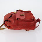 Gucci Vintage Bamboo Backpack Suede Red Suede Backpack Bag (Authentic Pre-Loved)