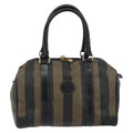 Fendi Vintage Pequin Boston Bag Coated Canvas Brown Canvas Handbag (Authentic Pre-Loved)