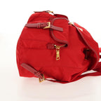 Prada Vela Double Front Pocket Backpack Tessuto With Saffiano Leather Red Nylon Backpack Bag (Authentic Pre-Loved)
