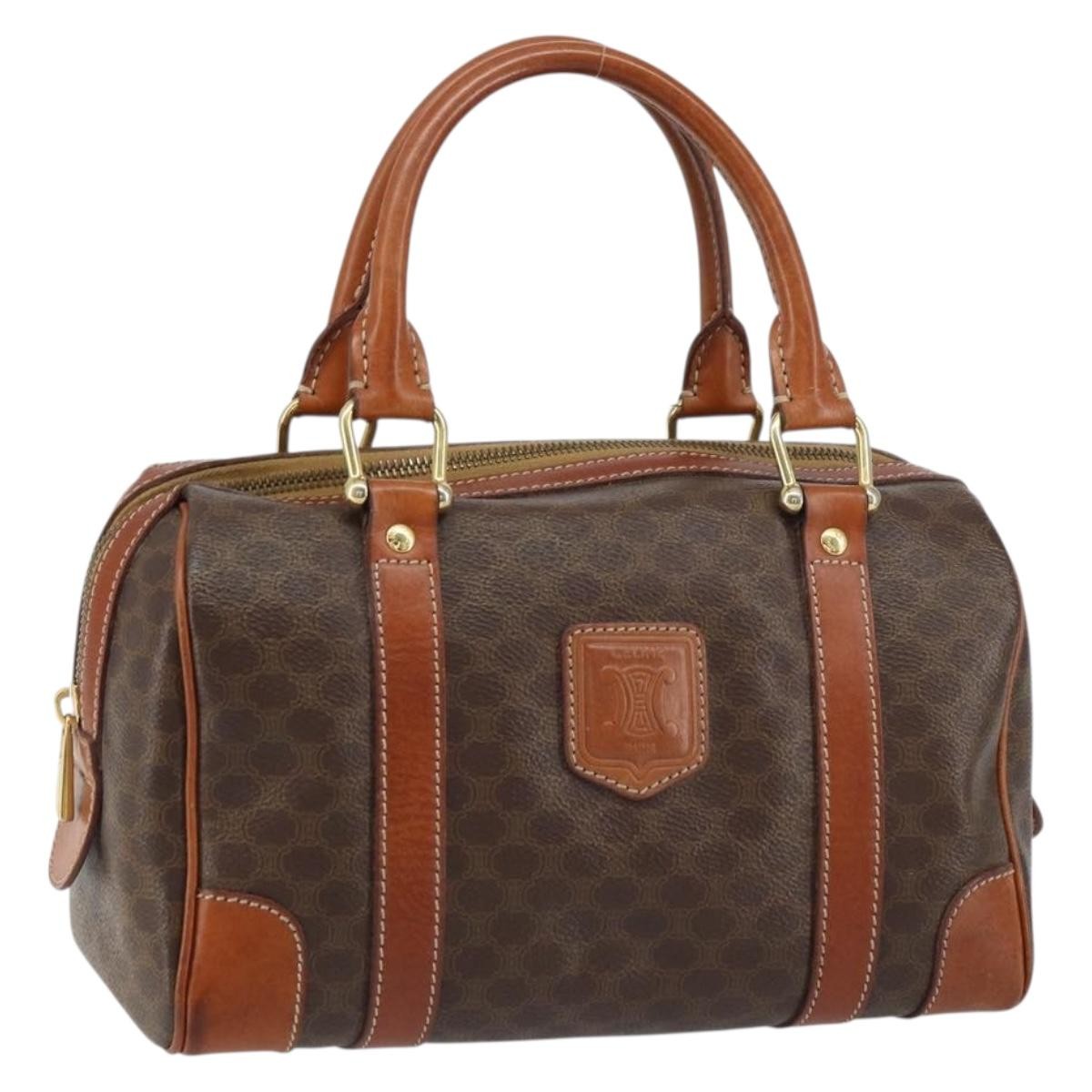 Celine Vintage Macadam Handbag Canvas And Leather Brown Canvas Handbag (Authentic Pre-Loved)