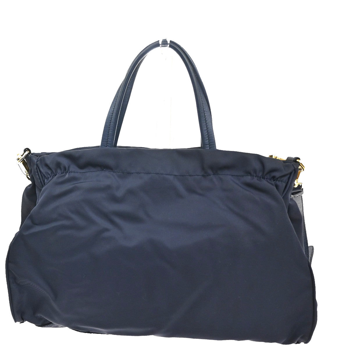 Prada Zip Convertible Shopping Tote Tessuto With Saffiano Leather Navy Nylon Handbag (Authentic Pre-Loved)