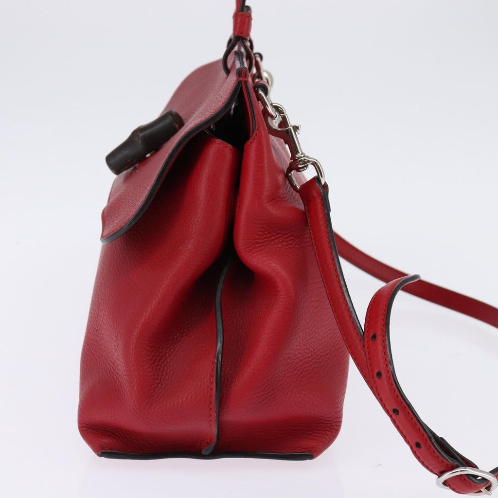 Gucci Bamboo Daily Top Handle Bag Leather Red Leather Bag (Authentic Pre-Loved)