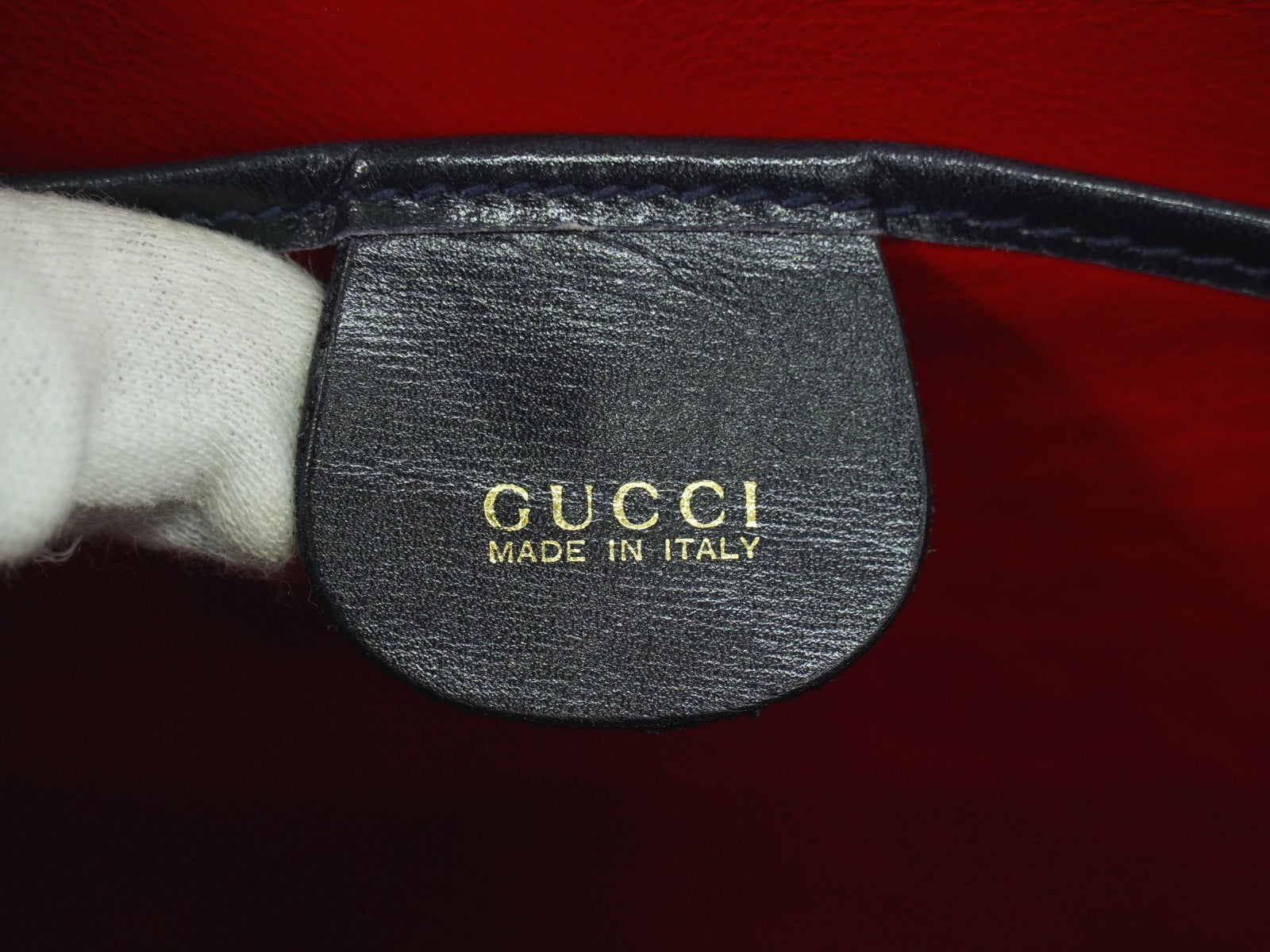 Gucci Vintage Lady Lock Top Handle Bag Leather Navy Leather Handbag (Authentic Pre-Loved)