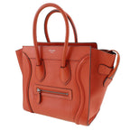 Celine Luggage Bag Grainy Leather Red Calfskin Handbag (Authentic Pre-Loved)