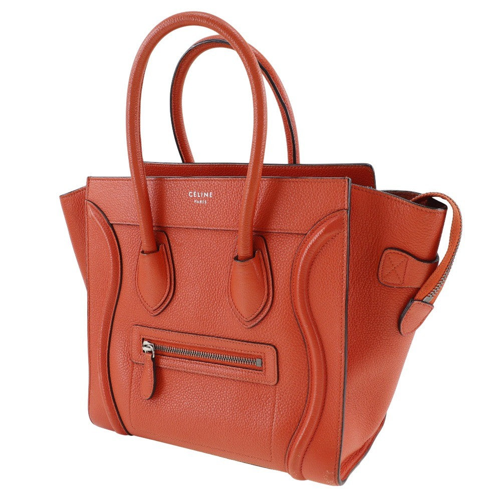 Celine Luggage Bag Grainy Leather Red Calfskin Handbag (Authentic Pre-Loved)