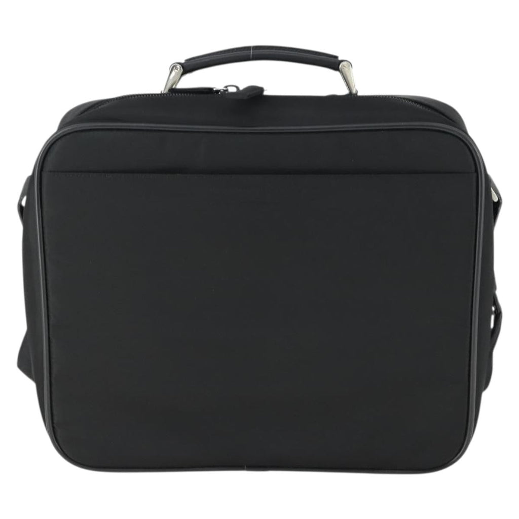 Prada Convertible Front Pocket Briefcase Tessuto With Saffiano Leather Black Nylon Briefcase Bag (Authentic Pre-Loved)