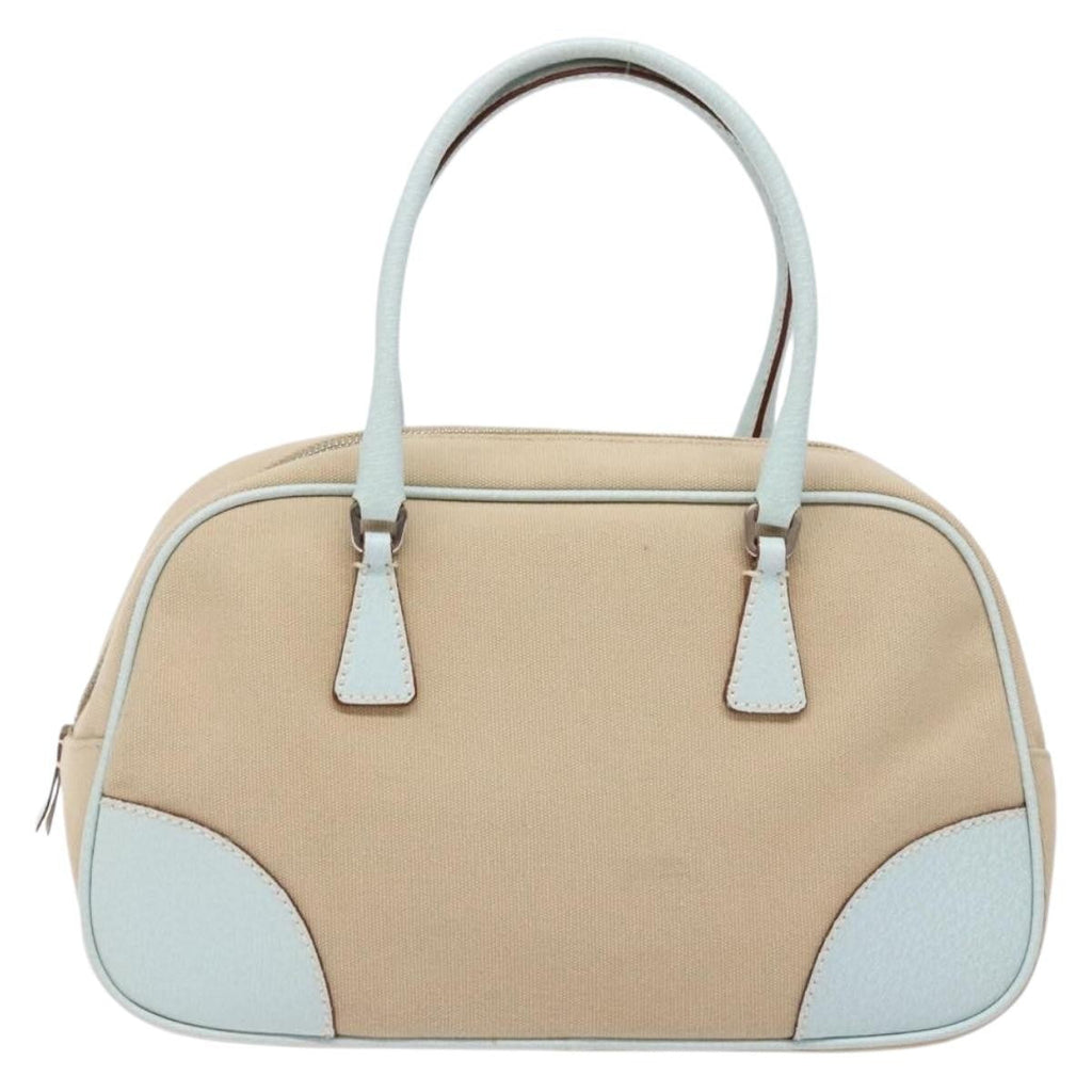 Prada Bauletto Bag Canvas With Leather Beige Canvas Bag (Authentic Pre-Loved)