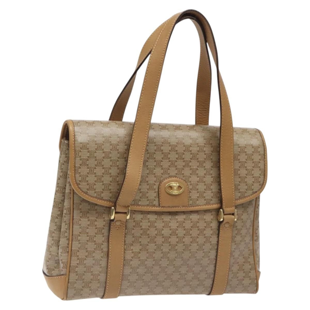 Celine Vintage Macadam Handbag Canvas And Leather Beige Canvas Handbag (Authentic Pre-Loved)