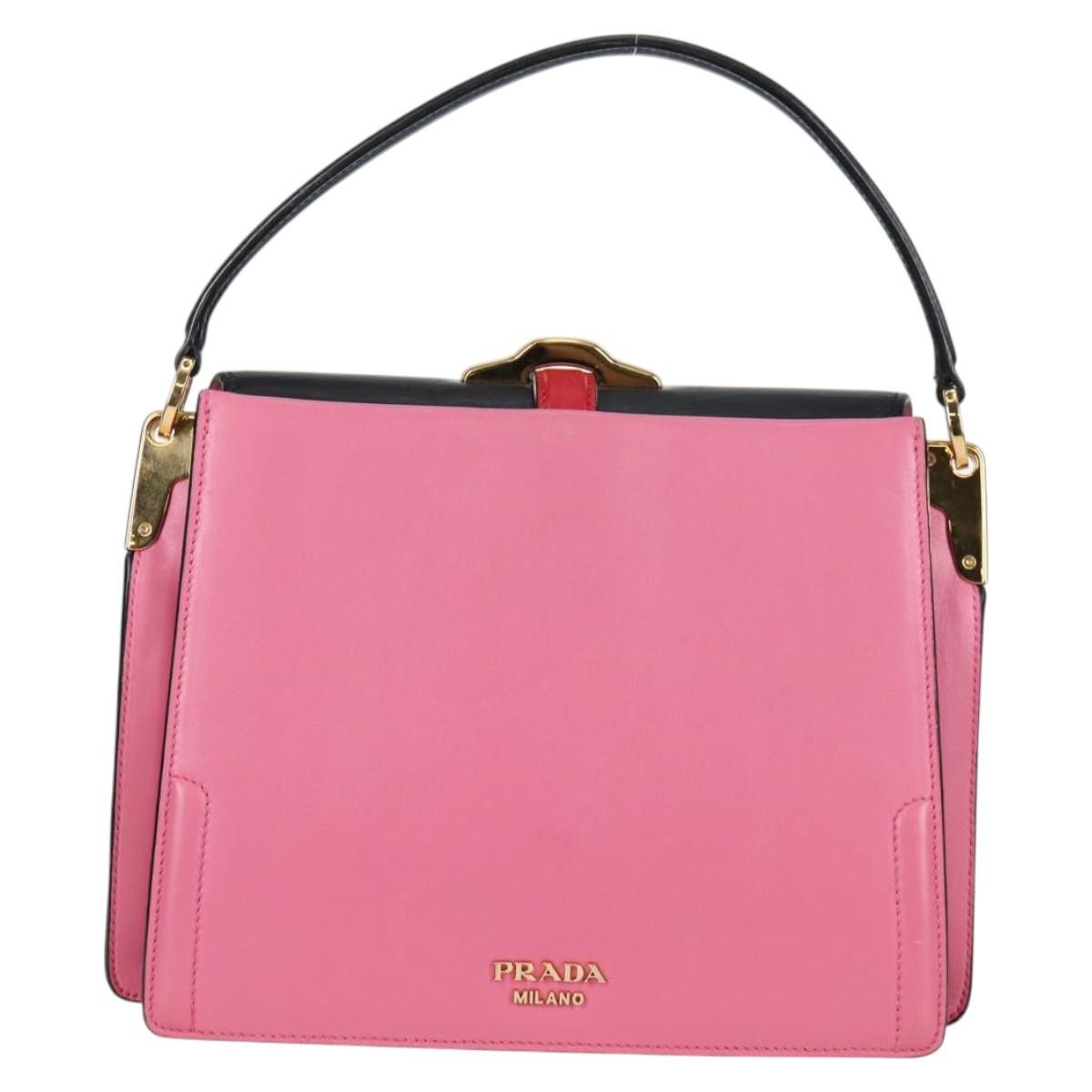 Prada Belle Top Handle Bag City Calf Pink Leather Bag (Authentic Pre-Loved)