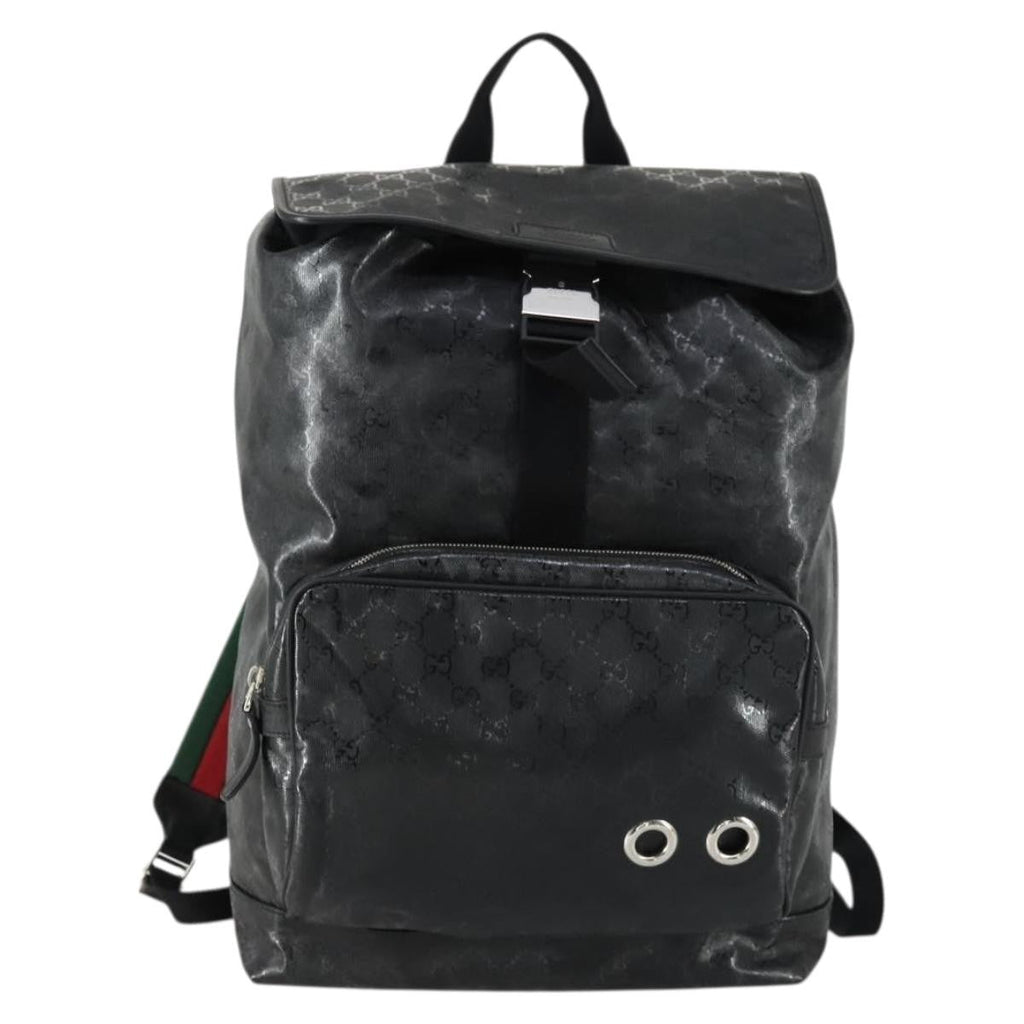 Gucci Buckle Backpack Gg Imprime Black Canvas Backpack Bag (Authentic Pre-Loved)