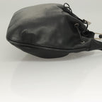 Gucci Vintage Bamboo Shoulder Bag Leather Black Leather Handbag (Authentic Pre-Loved)