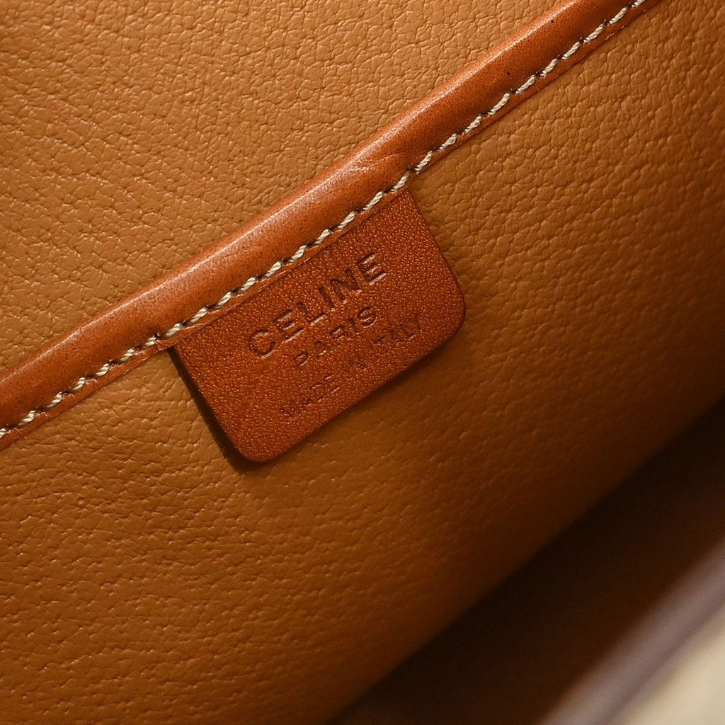 Celine Vintage Macadam Backpack Canvas And Leather Beige Canvas Backpack Bag (Authentic Pre-Loved)