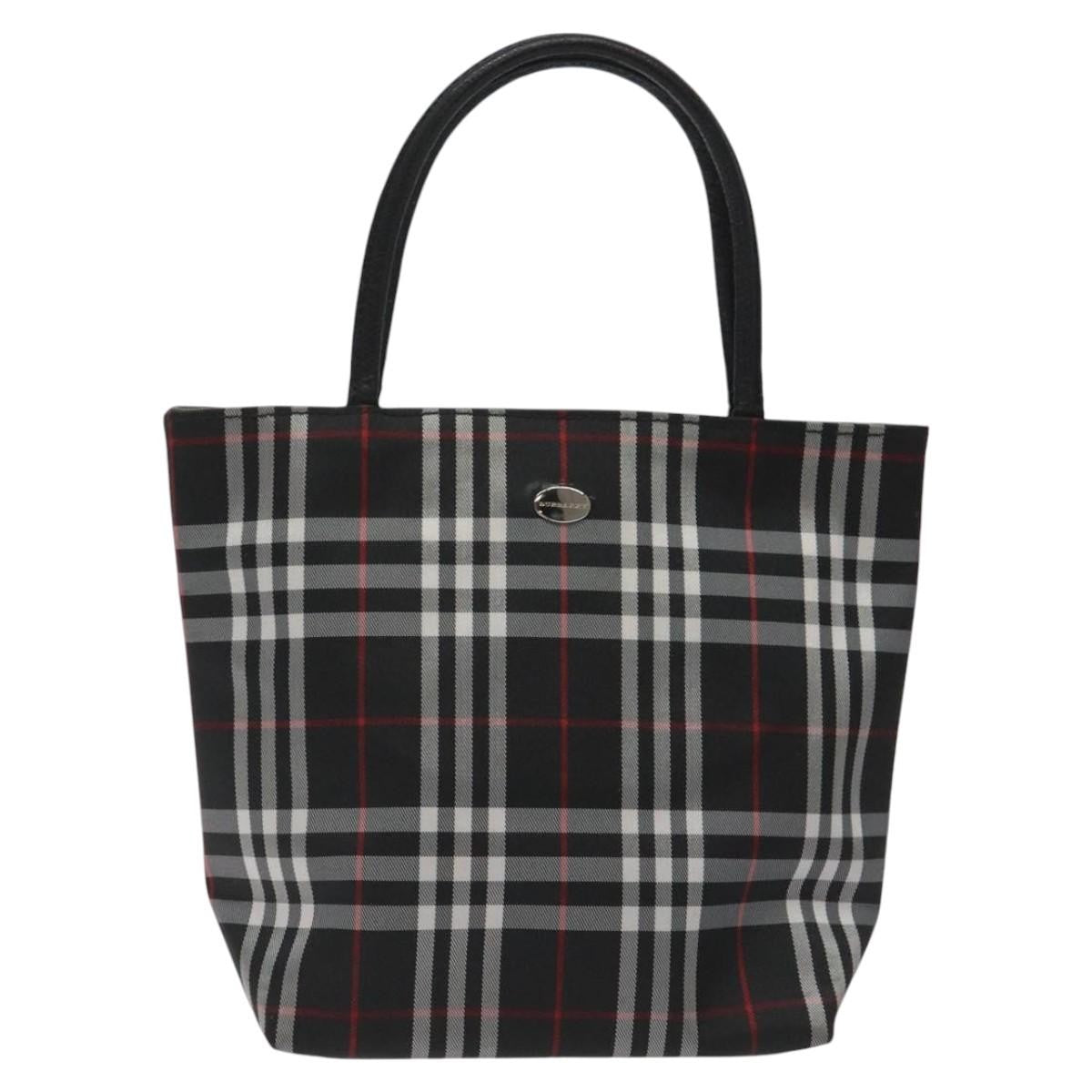 Burberry Nova Check Tote Nylon Black Nylon Handbag (Authentic Pre-Loved)