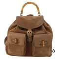 Gucci Vintage Bamboo Backpack Suede And Leather Brown Suede Backpack Bag (Authentic Pre-Loved)