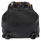Gucci Vintage Bamboo Backpack Leather Black Leather Backpack Bag (Authentic Pre-Loved)
