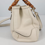 Gucci Diana Bamboo Top Handle Tote Leather White Leather Handbag (Authentic Pre-Loved)