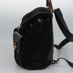 Gucci Vintage Bamboo Backpack Suede Black Suede Backpack Bag (Authentic Pre-Loved)