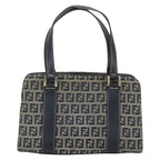 Fendi Vintage Satchel Zucchino Canvas Navy Canvas Handbag (Authentic Pre-Loved)