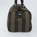 Fendi Vintage Pequin Boston Bag Coated Canvas Brown Canvas Handbag (Authentic Pre-Loved)
