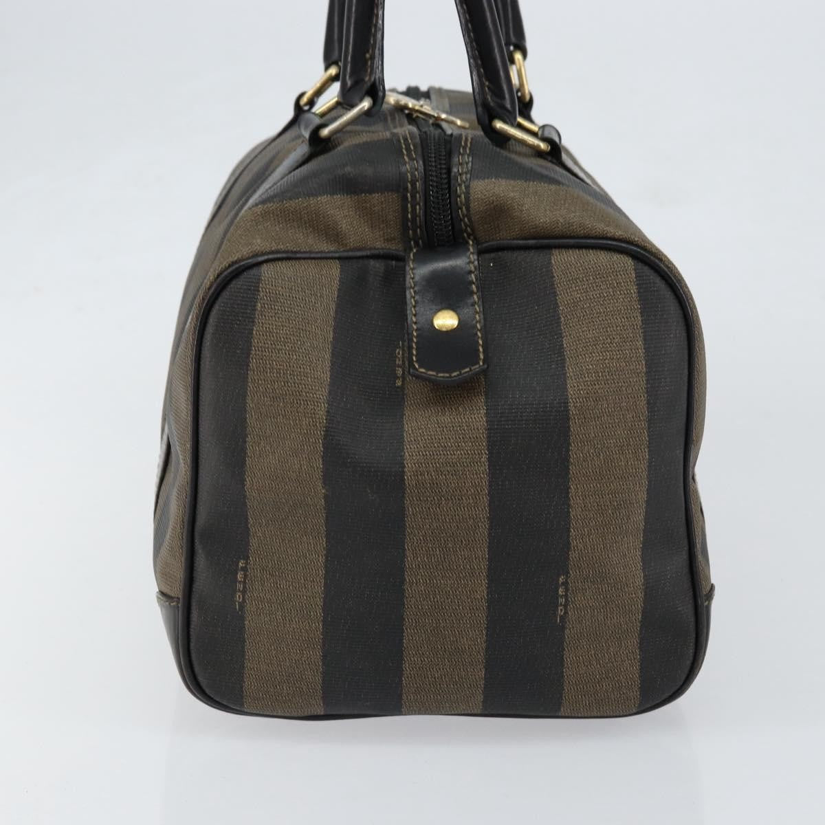 Fendi Vintage Pequin Boston Bag Coated Canvas Brown Canvas Handbag (Authentic Pre-Loved)