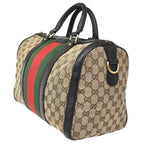 Gucci Vintage Web Boston Bag Gg Canvas Brown Canvas Handbag (Authentic Pre-Loved)