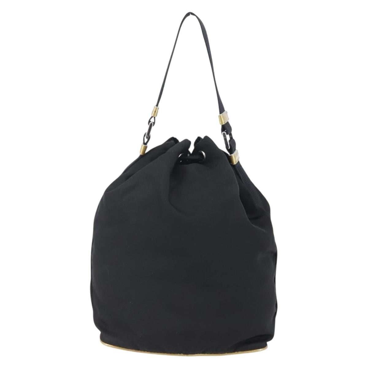Prada Duet Drawstring Bucket Bag Tessuto Black Nylon Bag (Authentic Pre-Loved)