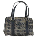 Fendi Vintage Satchel Zucchino Canvas Navy Canvas Handbag (Authentic Pre-Loved)